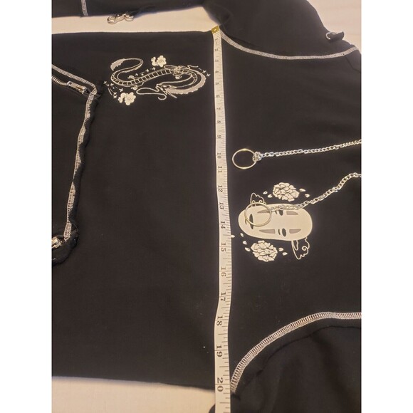 Vtg Studio Ghibli Spirited Away Black Hoodie Metal Chain Drawstring No Face Sz S - Picture 5 of 7